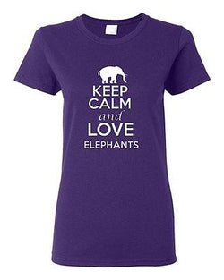 Ladies Keep Calm and Love Elephants Tusk Animal Lover Elephant Lover T-Shirt Tee