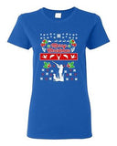 Ladies Merry Christmas Hunting Hunt Dog Animals Ugly Christmas DT T-Shirt Tee