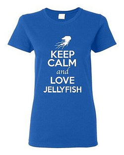 Ladies Keep Calm And Love Jellyfish Sea Ocean Animal Lover Funny T-Shirt Tee