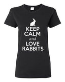 Ladies Keep Calm And Love Rabbits Bunny Pet Animal Lover Funny T-Shirt Tee