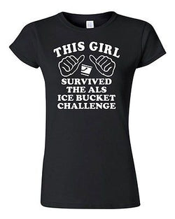 Junior This Girl Survived The ALS Ice Bucket Challenge Novelty T-Shirt Tee