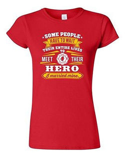 Junior Firefighter Rescue Hero I Married Mine Husband Funny Humor DT T-Shirt Tee
