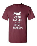 Keep Calm And Love Russia Country Novelty Statement Graphic Adult T-Shirt Tee