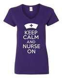 V-Neck Ladies Keep Calm And Nurse On Nursing Hospital Medical Funny T-Shirt Tee