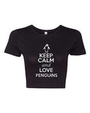 Crop Top Ladies Keep Calm And Love Penguins Snow Bird Funny Humor T-Shirt Tee