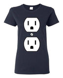 Ladies Plug Outlet Face Party Costume Funny Humor DT T-Shirt Tee
