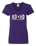 V-Neck Ladies ADHD Highway To... Hey Look A Squirrel Funny Humor T-Shirt Tee