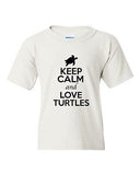 Keep Calm And Love Turtles Tortoise Shell Animal Lover Youth Kids T-Shirt Tee