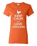 Ladies Keep Calm And Love Chickens Rooster Animal Lover Funny T-Shirt Tee