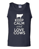 Keep Calm And Love Cows Cattle Humor Novelty Statement Graphics Adult Tank Top