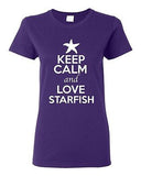 Ladies Keep Calm And Love Starfish Sea Ocean Animal Lover Funny T-Shirt Tee