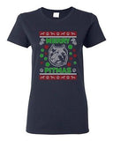 Ladies Merry Pitmas Dog Pitbull Dog Animals Ugly Christmas Funny DT T-Shirt Tee