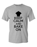 Keep Calm And Bake On Pastry Novelty Statement Graphics Adult T-Shirt Tee