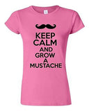 Junior Keep Calm And Grow A Mustache Funny Novelty Statement T-Shirt Tee