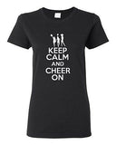Ladies Keep Calm and Cheer On Pom Pom Cheerleader Cheer Dance Sports T-Shirt Tee