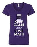 V-Neck Ladies Keep Calm And Love Math Love Mathematics School Funny T-Shirt Tee
