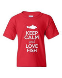 Keep Calm And Love Fish Fishing Ocean Marine Animal Lover Youth Kids T-Shirt Tee