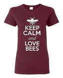 Ladies Keep Calm And Love Bees Insects Honey Animal Lover Funny T-Shirt Tee