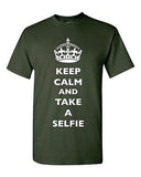 Keep Calm And Take A Selfie Crown King Camera Photo Funny DT Adult T-Shirt Tee