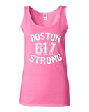 Junior Boston Strong 617 Novelty State Sox Campaign Slogan Graphic Tank Top