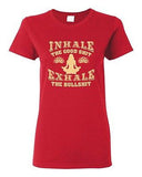 Ladies Inhale The Good Sh*t Exhale The Bullsh*t Yoga Hatha Funny DT T-Shirt Tee