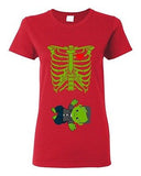 Ladies Skeleton Baby Frankenstein Halloween Heart Horror Funny DT T-Shirt Tee