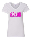 V-Neck Ladies ADHD Highway To... Hey Look A Squirrel Funny Humor T-Shirt Tee