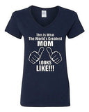 V-Neck Ladies This Is What An Awesome Mom Looks Like Mother Funny T-Shirt Tee
