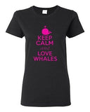 Ladies Keep Calm and Love Whales Animal Love Sea Life Whale Lover T-Shirt Tee
