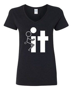 V-Neck Ladies Fck It Screw It Who Cares YOLO Funny Humor T-Shirt Tee