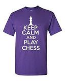 Keep Calm And Play Chess Board Game Novelty Statement Graphics Adult T-Shirt Tee