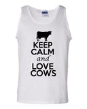 Keep Calm And Love Cows Cattle Humor Novelty Statement Graphics Adult Tank Top