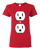 Ladies Plug Outlet Face Party Costume Funny Humor DT T-Shirt Tee