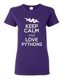 Ladies Keep Calm And Love Pythons Snake Animal Lover Wild Funny T-Shirt Tee