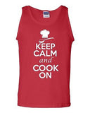 Keep Calm And Cook On Chef Humor Novelty Statement Graphics Adult Tank Top