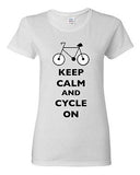 Ladies Keep Calm And Cycle On Cycling Bike Bicycle Ride Funny DT T-Shirt Tee
