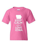 Keep Calm And Love Iowa State Novelty Statement Youth Kids T-Shirt Tee