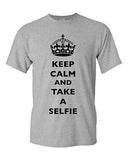 Keep Calm And Take A Selfie Crown King Camera Photos Funny DT Adult T-Shirt Tee