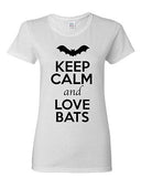 Ladies Keep Calm And Love Bats Fly Night Animal Lover Wild Funny T-Shirt Tee