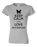 Junior Keep Calm And Love Butterflies Insects Animal Lover Humor T-Shirt Tee