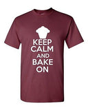 Keep Calm And Bake On Pastry Novelty Statement Graphics Adult T-Shirt Tee