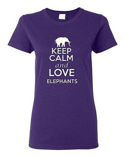 Ladies Keep Calm and Love Elephants Tusk Animal Lover Elephant Lover T-Shirt Tee