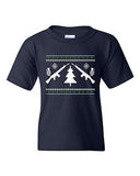 Guns Ugly Christmas Rifle Tree Grenade Funny Humor DT Youth Kids T-Shirt Tee