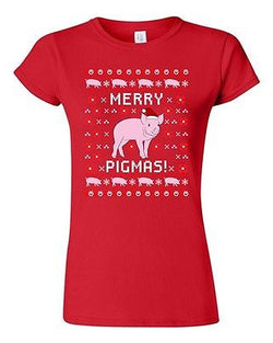 Junior Merry Pigmas Pig Pet Ugly Christmas Hat Gift Funny Humor DT T-Shirt Tee