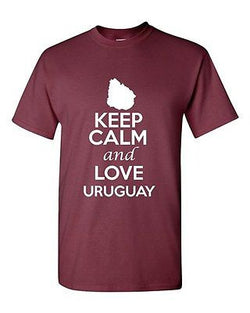 Keep Calm And Love Uruguay Country Novelty Statement Graphic Adult T-Shirt Tee