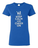 Ladies Keep Calm and Cheer On Pom Pom Cheerleader Cheer Dance Sports T-Shirt Tee