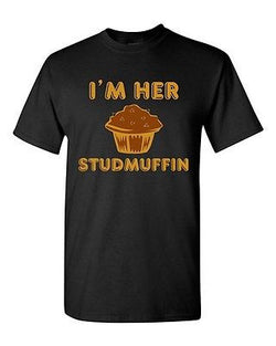 I'm Her Studmuffin Boyfriend Couple Love Matching GF Funny DT Adult T-Shirt Tee