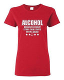 Ladies Alcohol Because No Great Story Ever Starts With A Salad Funny T-Shirt Tee