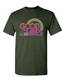 Good Vibes 70's Rainbow Retro BeanePod Artworks Art Funny DT Adult T-Shirt Tee