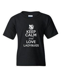 Keep Calm And Love Ladybugs Insects Bug Animal Lover Youth Kids T-Shirt Tee